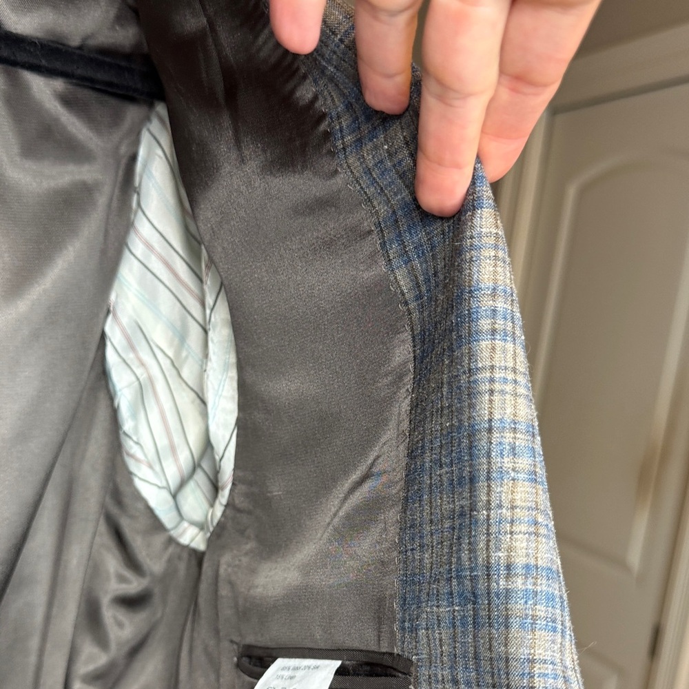 Ralph Lauren Windowpane Wool Silk Linen Blue and Gray Jacket Blazer 40L - Picture 5 of 16